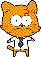 cartoon nervous business cat vector