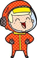 happy cartoon astronaut vector