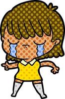 cartoon woman crying vector