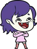 cartoon laughing vampire girl vector