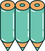 iconic tattoo style image of a coloring pencils vector