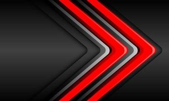 Abstract red silver twin arrow direction geometric on grey metallic design modern futuristic background vector