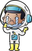 cartoon crying astronaut vector