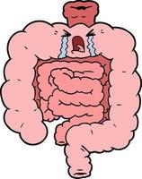 cartoon intestines crying vector