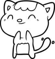 cute line drawing of a happy little cat vector