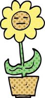 comic book style cartoon flower in pot vector