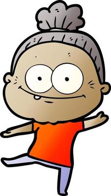 cartoon happy old woman