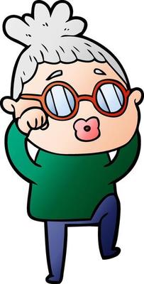 cartoon tired woman wearing spectacles