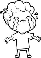 cartoon man crying vector