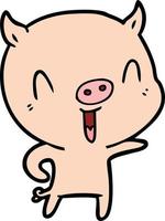 happy cartoon pig vector