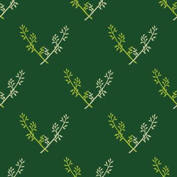 patrón sin costuras con ramas claras sobre fondo verde oscuro. imagen vectorial vector