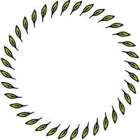 Round frame with positive stylish green leaves on white background. Vector image.