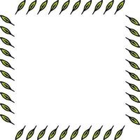 Square frame with positive stylish green leaves on white background. Vector image.