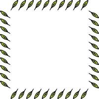 Square frame with positive stylish green leaves on white background. Vector image.