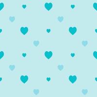 Seamless pattern with blue hearts on light blue background. Vector image.