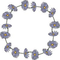 Wreath with aster dumosus Blaubox on white background. Vector image.