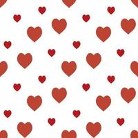 Seamless pattern with cozy red hearts on white background. Vector image.