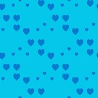 Seamless pattern with dark blue hearts on bright blue background. Vector image.