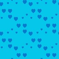 Seamless pattern with dark blue hearts on bright blue background. Vector image.