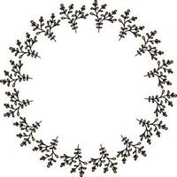 Round frame with positive autumn branches on white background. Vector image.