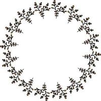 Round frame with positive autumn branches on white background. Vector image.