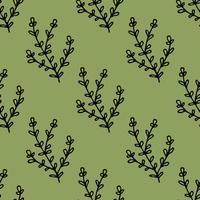 Seamless pattern with bright green branches on light green background. Vector image.