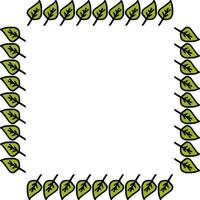 Square frame with positive beautiful green leaves on white background. Vector image.