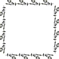 Square frame with positive green and black branches on white background. Vector image.