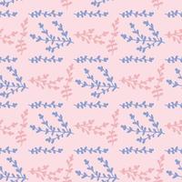 Seamless pattern with violet and pink branches on light pink background. Vector image.