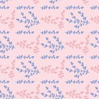 Seamless pattern with violet and pink branches on light pink background. Vector image.