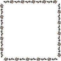 Square frame with positive orange branches on white background. Vector image.