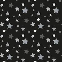 Seamless pattern in gray stars on black backgound. Vector image.