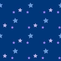 Seamless pattern in light blue and violet stars on dark blue background for fabric, textile, clothes, tablecloth and other things. Vector image.