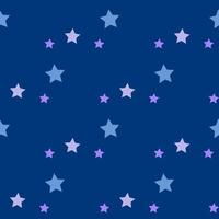 Seamless pattern in light blue and violet stars on dark blue background for fabric, textile, clothes, tablecloth and other things. Vector image.