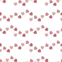 Seamless pattern with warm pink hearts on white background. Vector image.