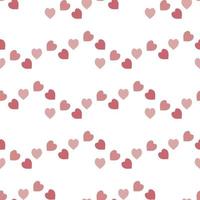 Seamless pattern with warm pink hearts on white background. Vector image.