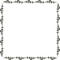 Square frame with positive yellow branches on white background. Vector image.