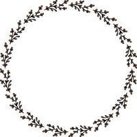 Round frame with positive orange branches on white background. Vector image.