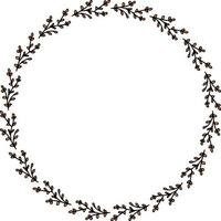 Round frame with positive orange branches on white background. Vector image.