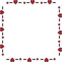 Square frame with stylish red hearts on white background. Vector image.