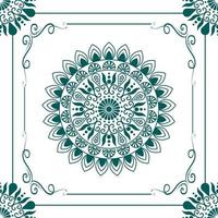 Mandala Design .vector mandala pattern with corners geometric ornamental design. The Mandala ethnic Can be used for the Ceiling, Tiles, fabric, cover, wallpaper decorations Green and white background vector