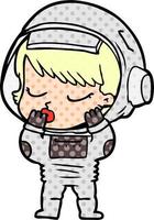 cartoon pretty astronaut girl vector