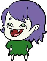 cartoon laughing vampire girl vector