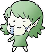 cartoon crying elf girl vector