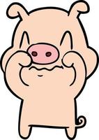 nervous cartoon pig vector