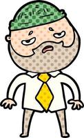 cartoon worried man with beard vector