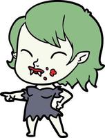 cartoon vampire girl with blood on cheek vector