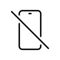 ningún vector de icono de teléfono móvil en estilo de línea. teléfono celular prohibido, fuera del teléfono inteligente, por favor, deje de usar el símbolo de signo del dispositivo