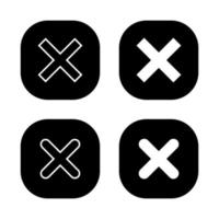 X, cross, exit icon vector isolated on square background