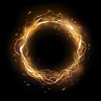 Vector Gold Lightning Rings with Sparks Effect